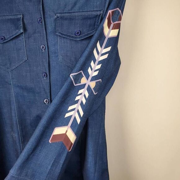 MissLook Size Medium Blue Button Front Shirt - Picture 6 of 8